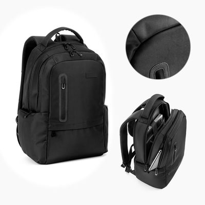 Mochila para computador portátil (17") em nylon 150D com 2 compartimentos acolchoados e placa para personalização
