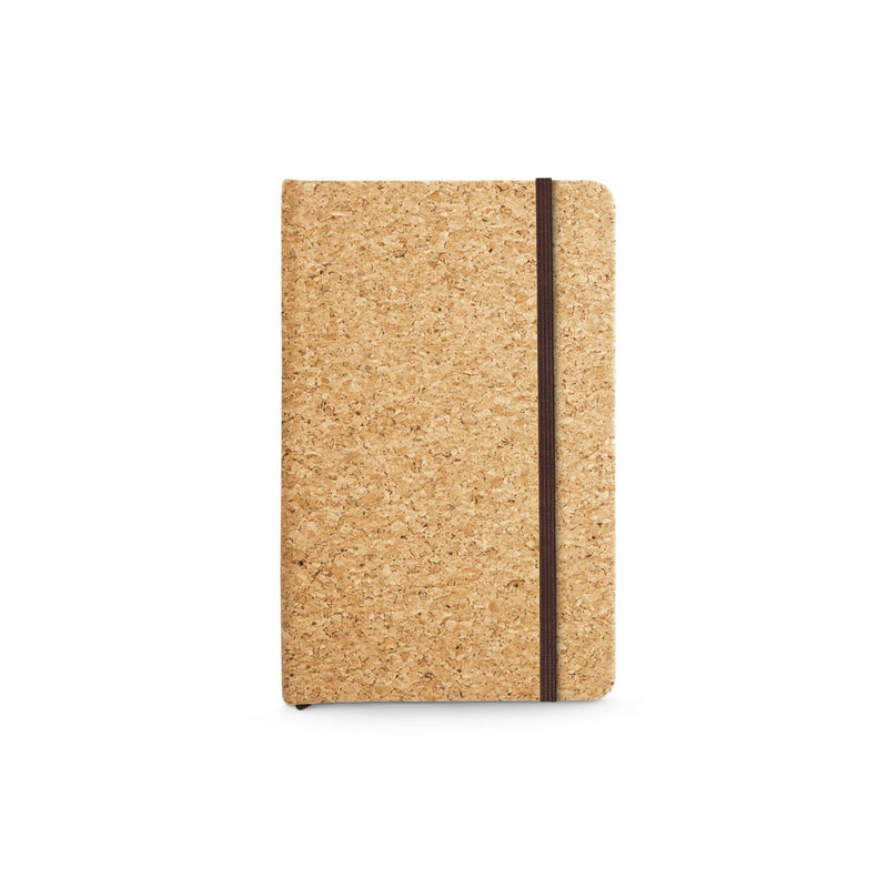 Caderno A6 de capa dura em cortiça com páginas lisas