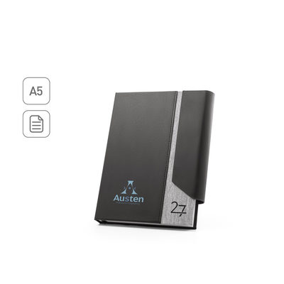 Agenda A5 em PU (58% reciclado) e PET reciclado (100% rPET) 300D