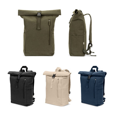 Mochila "roll top" em algodão reciclado e poliéster reciclado (380 g/m²)