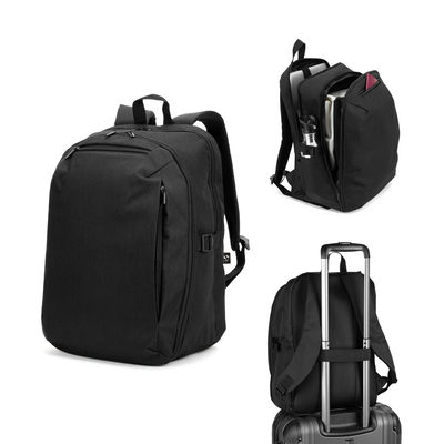 Mochila com um compartimento de abertura total em poliéster reciclado 300D de alta densidade (16")