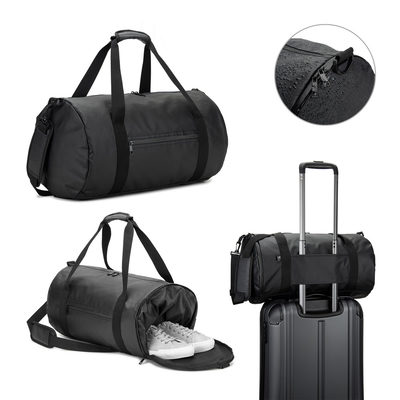 Bolsa esportiva em formato cilíndrico em poliéster reciclado 600D de alta densidade com compartimento lateral para sapatos (32 L)