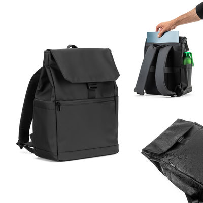 Mochila para notebook (16") em PU, com pala que cobre todos os compartimentos