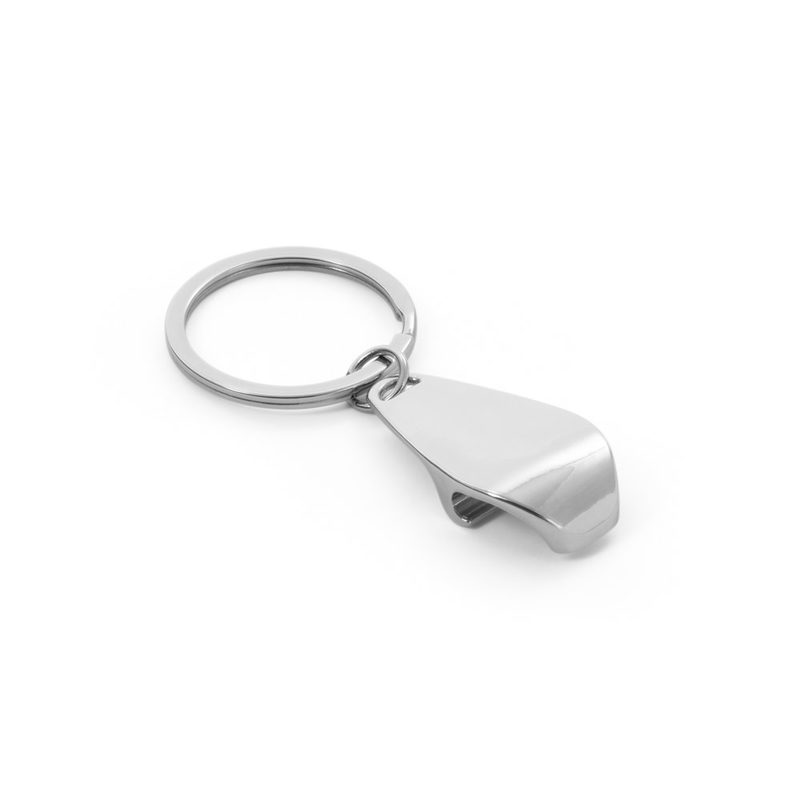 Chaveiro em metal com abridor de garrafas