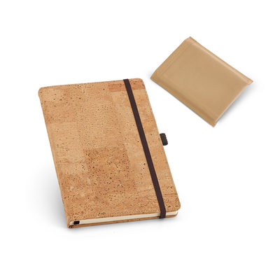 Caderno A6 de capa dura em cortiça, com páginas lisas