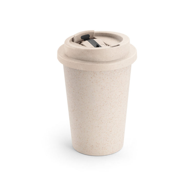 Copo de viagem em fibra de bambu (60%) e PP (40%) com tampa flip top (380 mL)