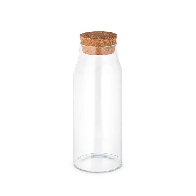 Garrafa em vidro borosilicato com tampa em cortiça 1 L