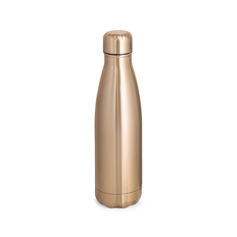 Garrafa térmica em aço inox de parede dupla isolada a vácuo, com acabamento metalizado (510 mL)