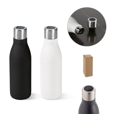 Garrafa térmica em aço inox 90% reciclado de parede dupla com sistema de auto-sanitização UV (500 mL)