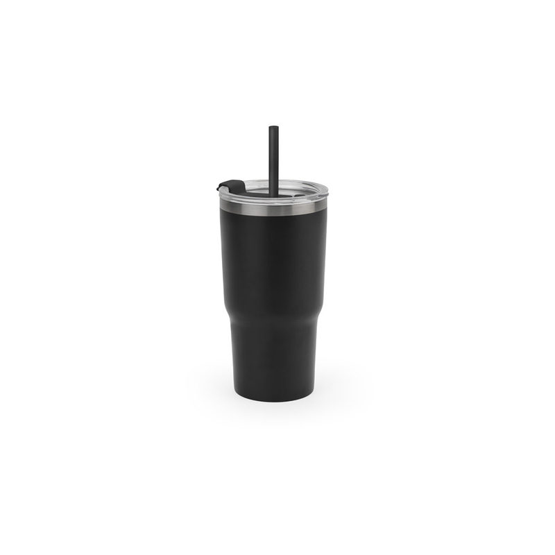 Copo de viagem térmico e compacto, em aço inox 91% reciclado de parede dupla isolada a vácuo, com acabamento mate (600 mL)