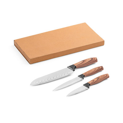 Conjunto de 3 facas de cozinha com lâmina em aço inox e cabo ergonômico