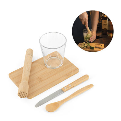 Kit para caipirinha com 5 peças em bambu