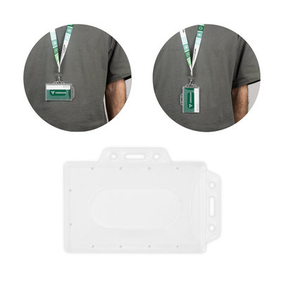 Porta-crachá em PP, com possibilidade de ser utilizado tanto na vertical como na horizontal