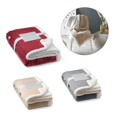 Manta reversível em tecido polar (190 g/m²) acetinado com forro sherpa (225 g/m²)